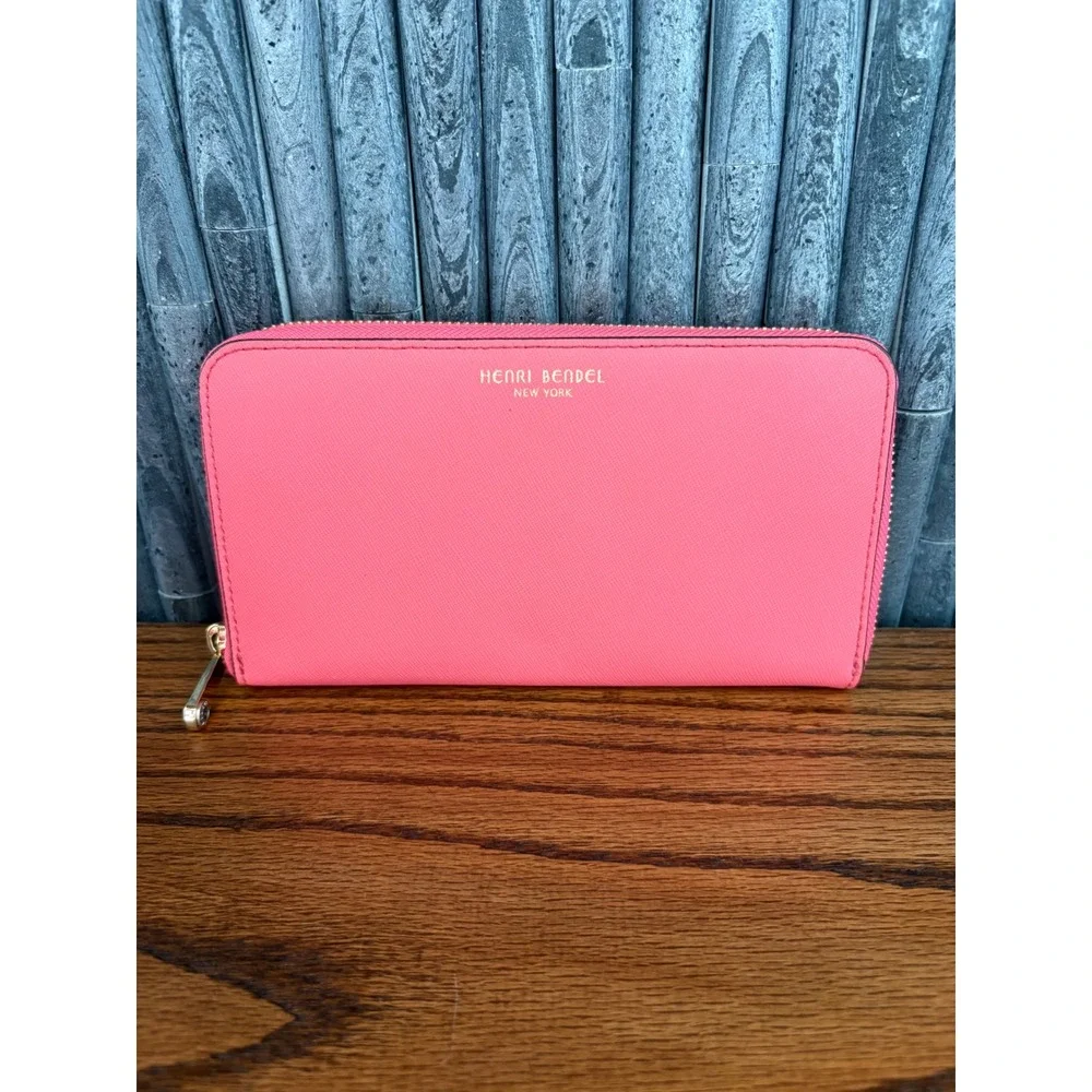 Henri Bendel West 57th Perforated Satchel and Wallet Set Coral Pink Saffiano
